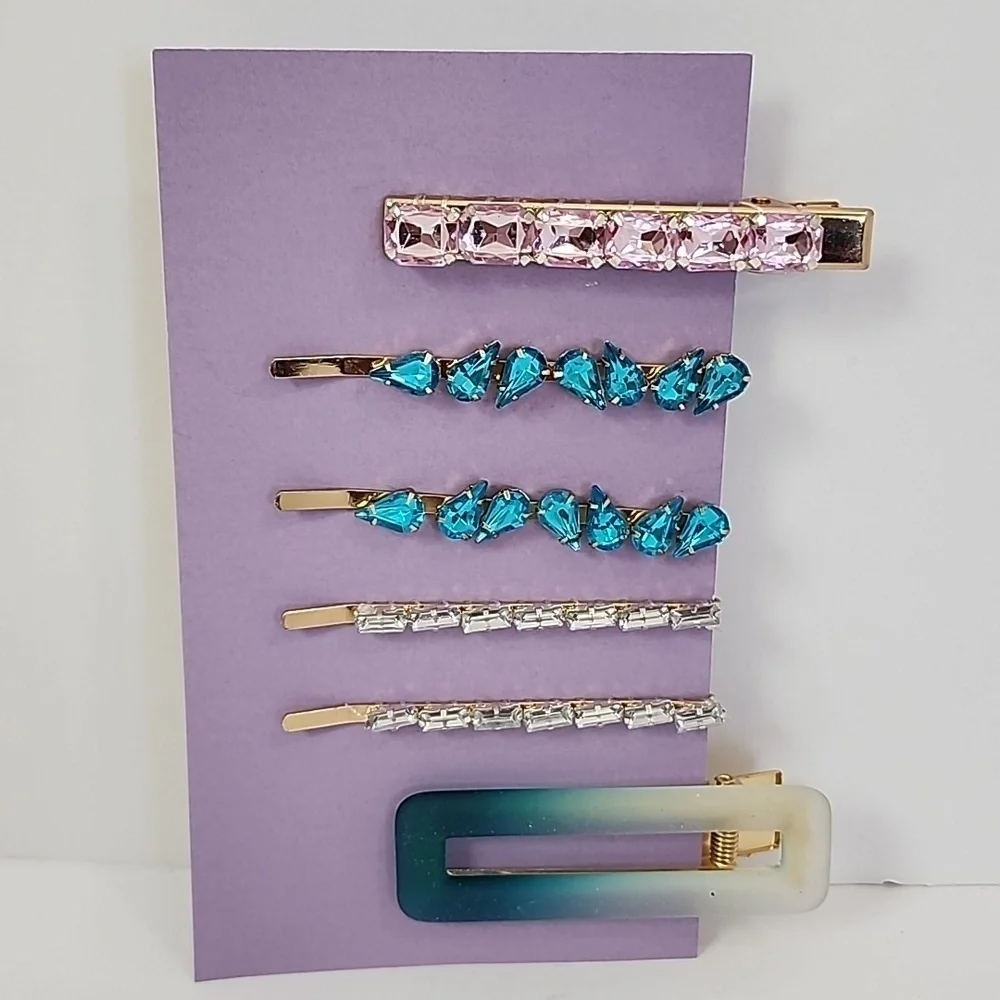 Birthday Card + Sets Of 6x (Six) Decorative Hair Clips Burgoyne KJS Industrie